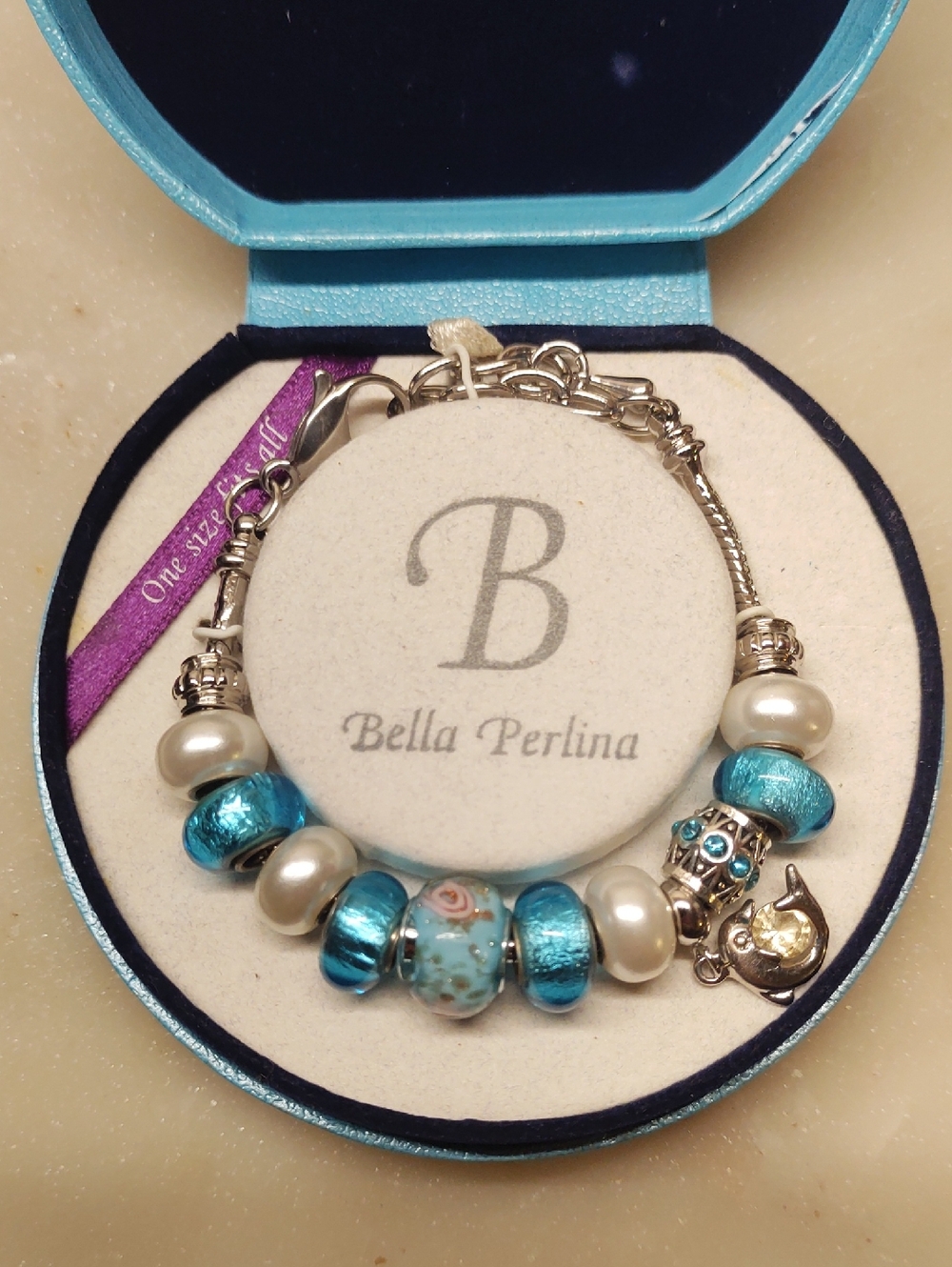Bella Perlina Teal Charm Bracelet - Beads Fit Pandora! - Picture 5 of 6